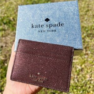Kate Spade boxed small slim Holder Shimmy Glitter Deep Nova